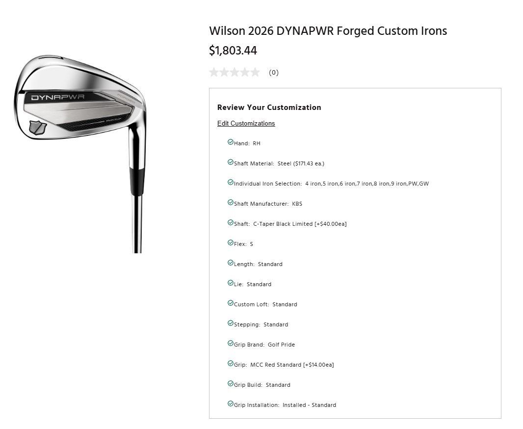 Wilson DYNAPWR Forged Iron Set (2026) - KBS C-Taper Black Limited *Brand New*